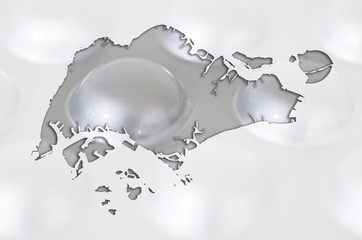 outline map of singapore with pills in the background for health