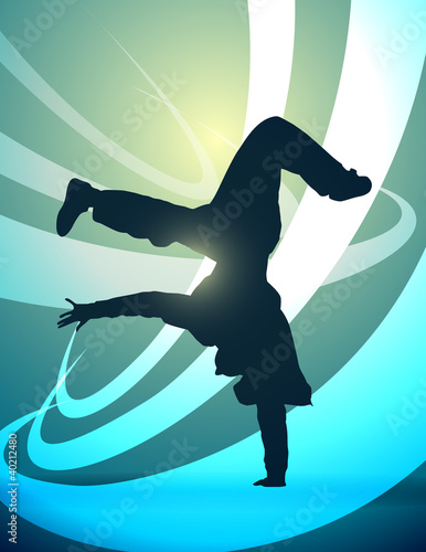 Naklejka na szybę silhouette breakdance, vector