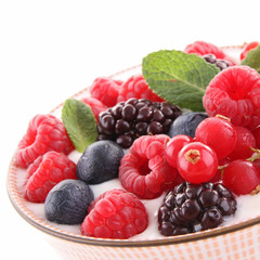 Wall Mural - bowl of berries and yogurt