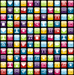 Mobile phone app icons pattern background