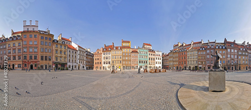 Board z aluminiowym obramowaniem Warszawskie stare miasto, szyta panorama