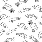 Vintage cars doodles pattern