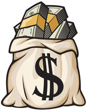 Money Bag With Dollar Sign Vector Illustration