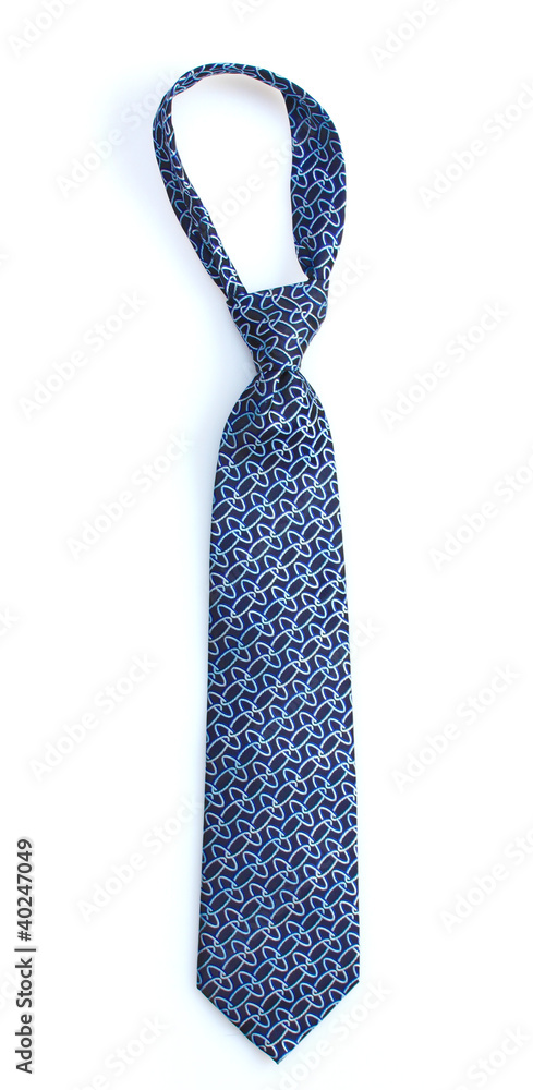 Elegant blue tie isolated on white