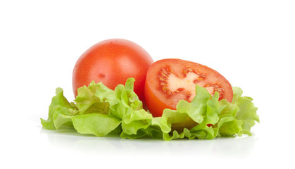 Tomatoes and lettuce leaf