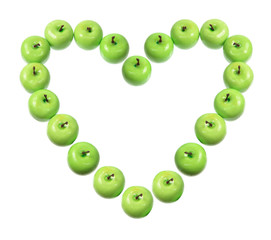 Canvas Print - Green Apples Arranged in Heart Shape