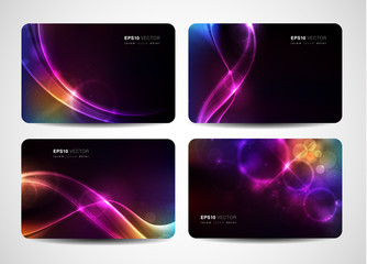 Colorful business cards with magic light and bright colors