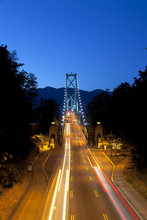 Lions Gate Bridge In Vancouver At Night