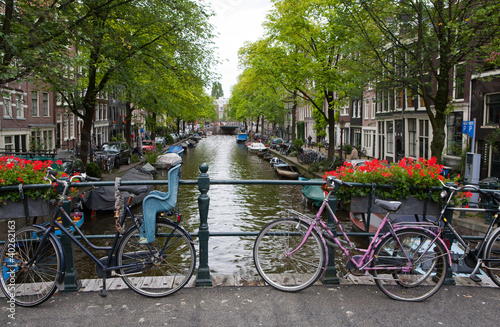 Fotoboard na płycie Kanał amsterdamski i rowery