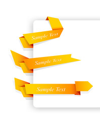 Wall Mural - Set of orange origami ribbons for your text.