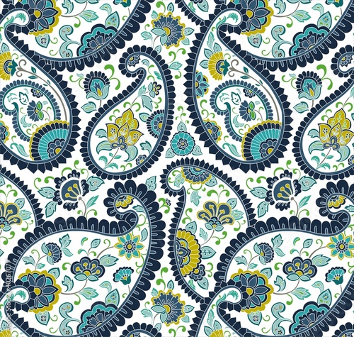 Tapeta ścienna Tradycyjny paisley kwiatowy wzór, tekstylia, Radżastan, Indie