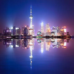 shanghai skyline at night