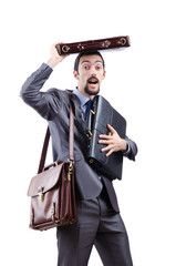 Wall Mural - Businessman with briefcase on white