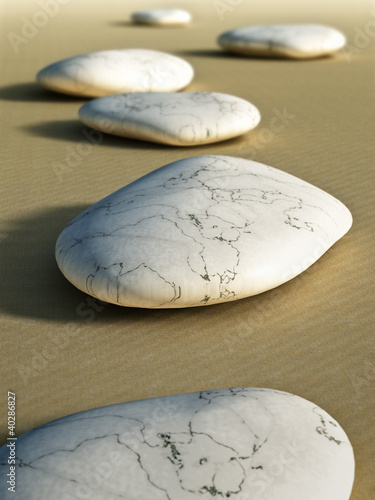 Obraz w ramie Białe kamyczki na piasku