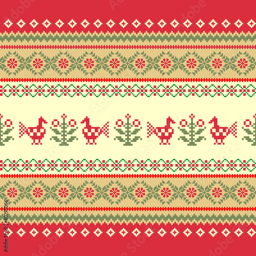 Naklejka - mata magnetyczna na lodówkę Traditional ornamental textile pattern ethno style