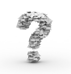 Wall Mural - Question mark symbol, stacked from paper sheets