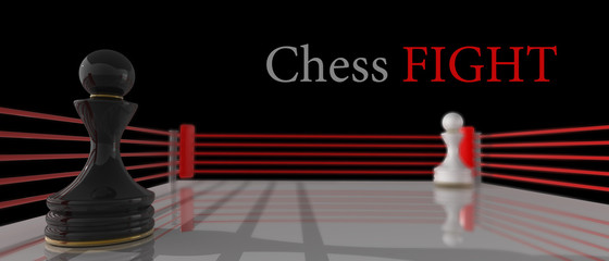 concept. chess pawn on a boxing ring 3D