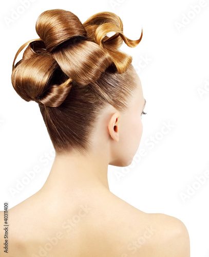 Naklejka dekoracyjna Creative hairstyle isolated on white background