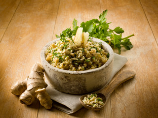 Canvas Print - risotto with ginger and parsley, healthy food