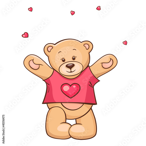 Naklejka ścienna Teddy Bear in heart t-shirt