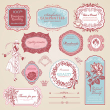 Collection Of Vintage Labels And Elements