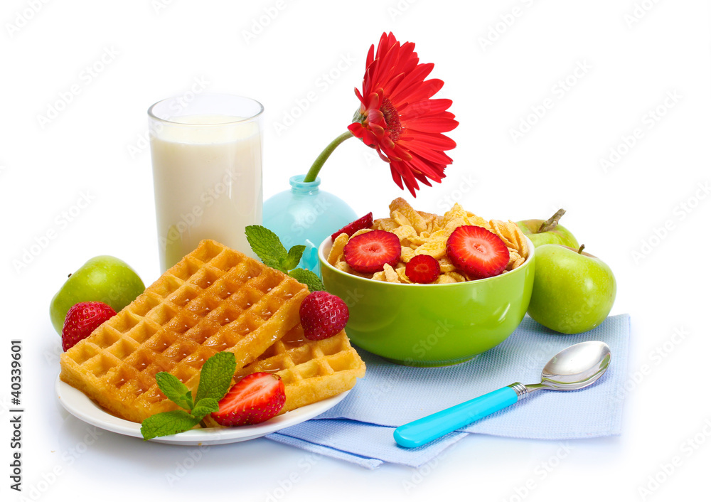 light breakfast isolated on white