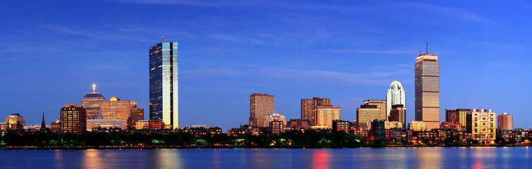 Canvas Print - Boston night scene panorama