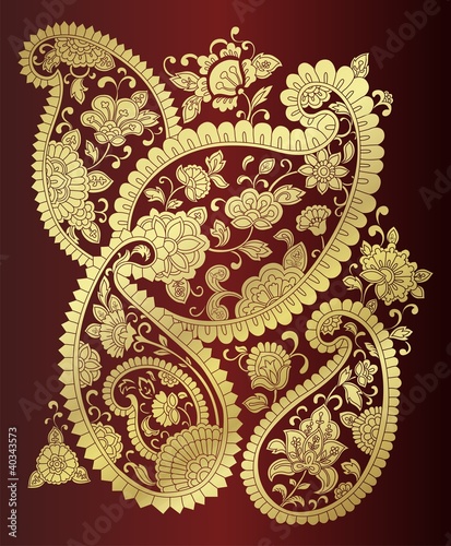 Tapeta ścienna Tradycyjne paisley motywy kwiatowe, tekstylia, Radżastan, Indie