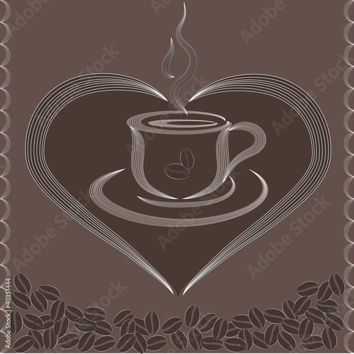 Naklejka na szafę Vector illustration with cup of offee