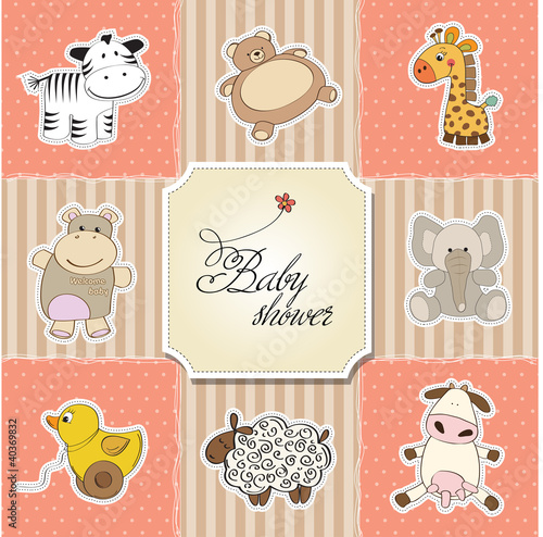 Tapeta ścienna Szablon karty baby shower. 