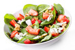 salad with strawberry, spinach leaves and feta cheese