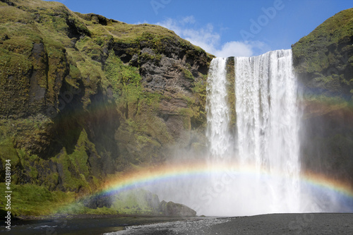Obraz na płótnie canvas Podwójna tęcza na wodospadzie Skogafoss, Islandia