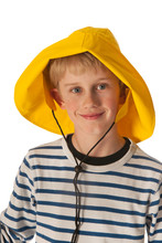 Portrait Boy With Rain Hat