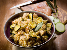 Risotto With  Chicken Chest And Zucchinis
