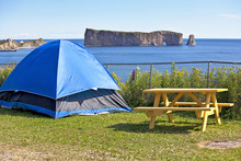 Perce Rock Camping In Gaspe, Quebec, Canada