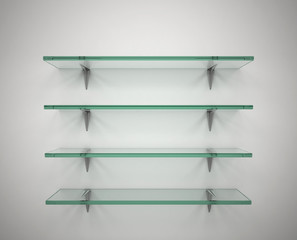 empty glass shelves