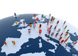 Leinwandbild Motiv european countries - continent marked with flags