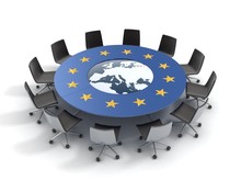 European Union Round Table - EU Meeting Conference 3d Concept