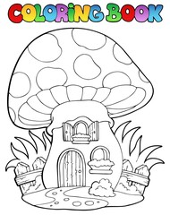 Wall Mural - Coloring book mushroom house