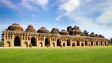 Ancient Ruins Of Elephant Stables. Hampi, India.
