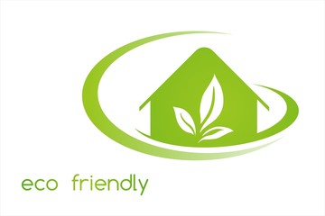 Wall Mural - Home , leaves, green Eco friendly business logo design