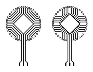 Wall Mural - vector circuit board logo tree shapes