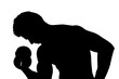 © cristovao31 - silhouette of a young man lifting weights in black and white