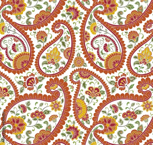 Tapeta ścienna Kolorowy paisley kwiatowy wzór, włókienniczych, Radżastan, Indie