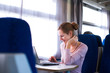 © lightpoet - Young woman using her laptop computer while on the train