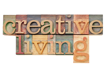 Wall Mural - creative living in letterpress type