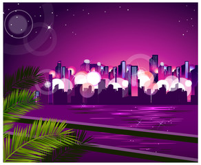 Wall Mural - City skyline at night