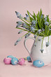Blue flowers with colored eggs