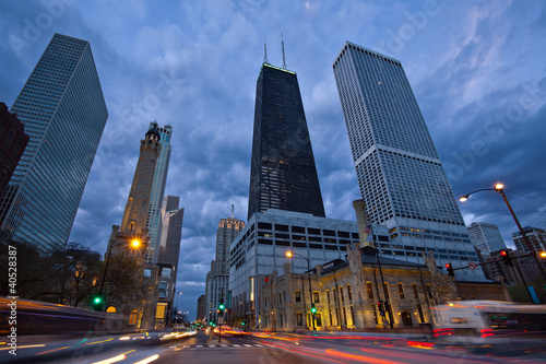 Fotoboard na płycie Michigan avenue w chicago.