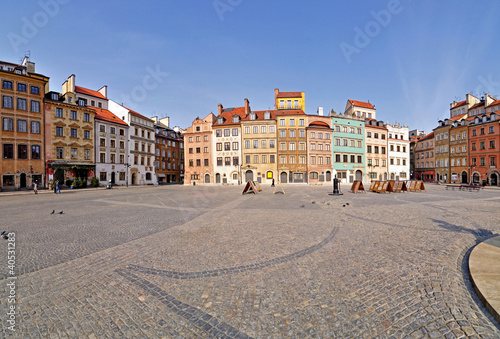 Board z aluminiowym obramowaniem Warszawskie stare miasto, szyta panorama